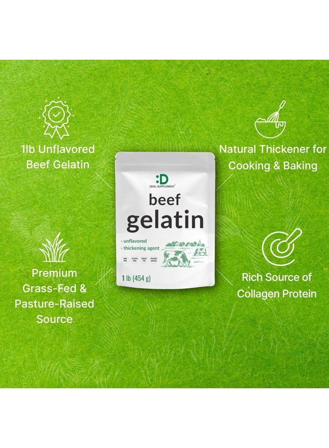 DEAL SUPPLEMENT Unflavored Beef Gelatin Powder, 1lb – Grass Fed & Pasture Raised Bovine – Natural Thickener & Stabilizer for Cooking & Baking – High Collagen Protein Source – Non-GMO, Keto Friendly - Image 4
